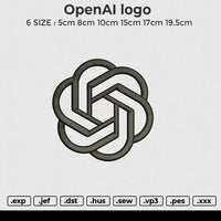 OpenAI logo Embroidery File 6 size
