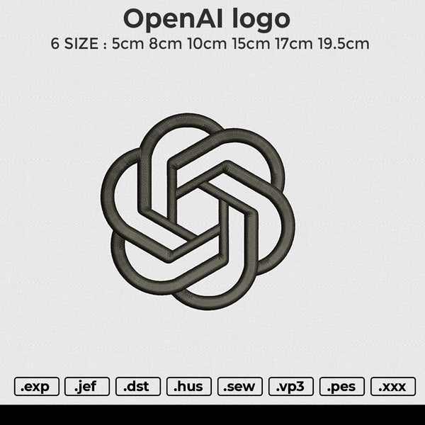 OpenAI logo Embroidery File 6 size