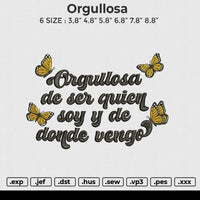 Orgullosa Embroidery File 6 size