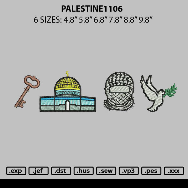 Palestine1106 Embroidery File 6 sizes