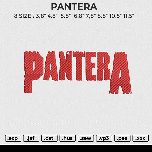 PANTERA Embroidery File 6 size