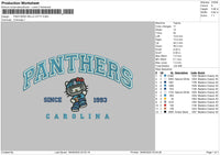 PANTHERS HELLO KITTY Embroidery File 6 sizes