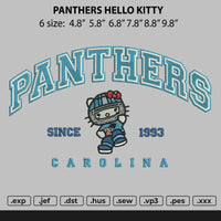 PANTHERS HELLO KITTY Embroidery File 6 sizes