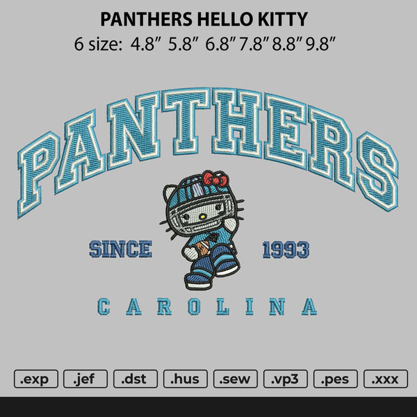 PANTHERS HELLO KITTY Embroidery File 6 sizes