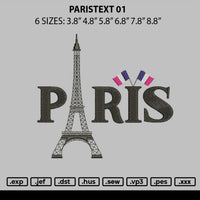 Paristext 01 Embroidery File 6 sizes