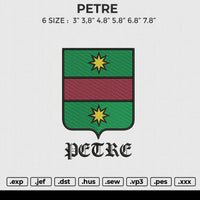 PETRE Embroidery File 6 size