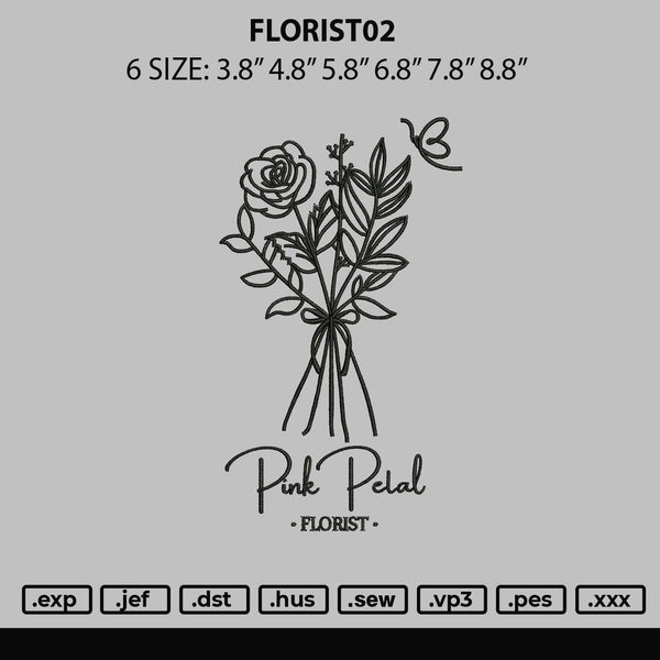 Florist02 Embroidery File 6 sizes