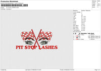 PIT STOP LASHES Embroidery File 6 size