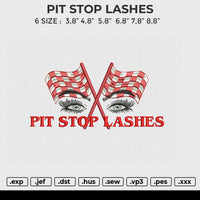 PIT STOP LASHES Embroidery File 6 size