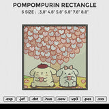 POMPOMPURIN RECTANGLE Embroidery File 6 size
