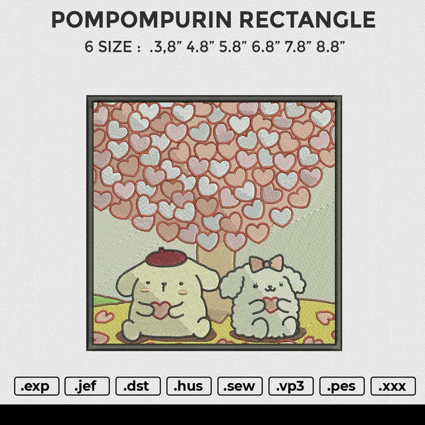POMPOMPURIN RECTANGLE Embroidery File 6 size