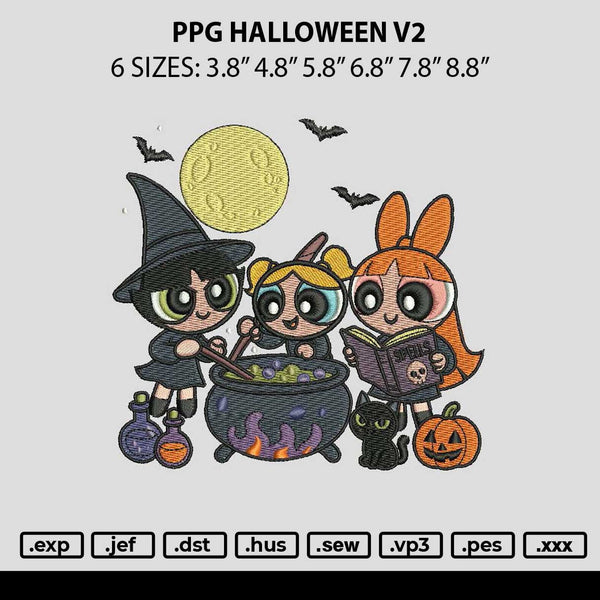 Ppg Halloween V2 Embroidery File 6 sizes