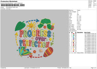 Progress Text Embroidery File 6 sizes