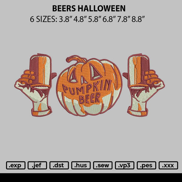 Beers Halloween Embroidery File 6 sizes