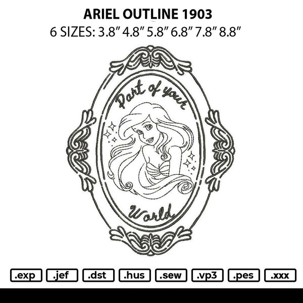 Ariel Outline 1903 Embroidery File 6 sizes