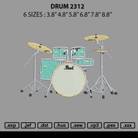 Drum2312 Embroidery File 6 sizes
