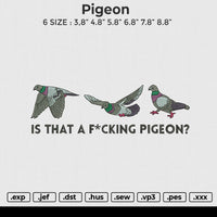 Pigeon Embroidery File 6 size