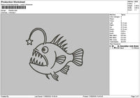 Fish Outline Piranha Embroidery File 6 sizes