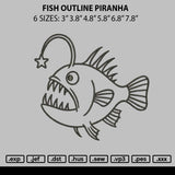 Fish Outline Piranha Embroidery File 6 sizes