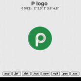 P Logo Embroidery File 6 size