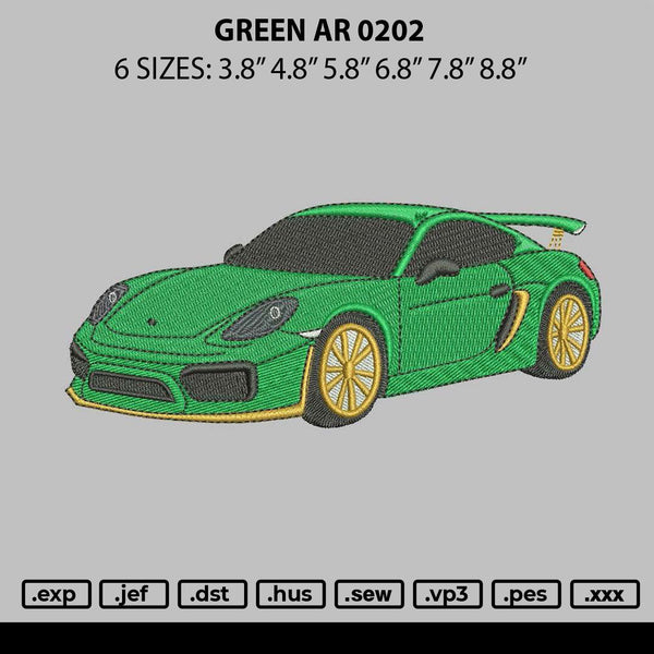 Green Car 0202 Embroidery File 6 sizes