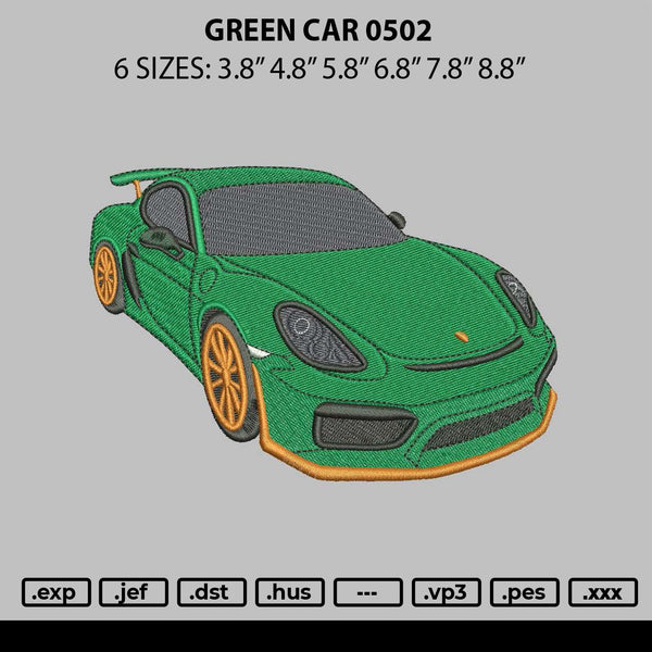 Green Car 0502 Embroidery File 6 sizes