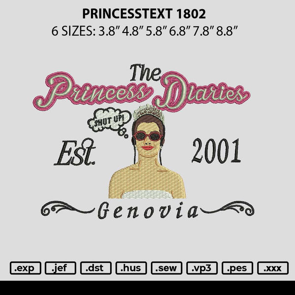 Princesstext 1802 Embroidery File 6 sizes
