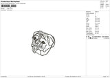 PUG1 Embroidery File 6 size