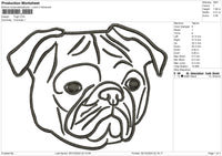 PUG2 Embroidery File 6 size