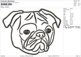 PUG2 Embroidery File 6 size