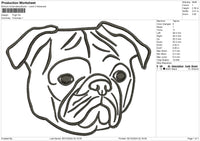 PUG2 Embroidery File 6 size