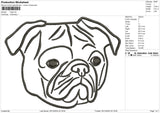 PUG2 Embroidery File 6 size