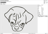 Pug Embroidery File 6 size