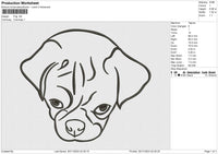Pug Embroidery File 6 size