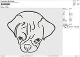 Pug Embroidery File 6 size