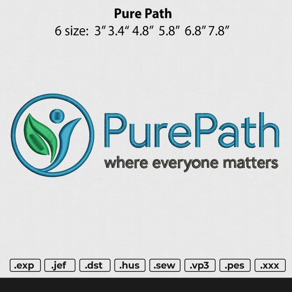 Pure Path Embroidery File 6 sizes