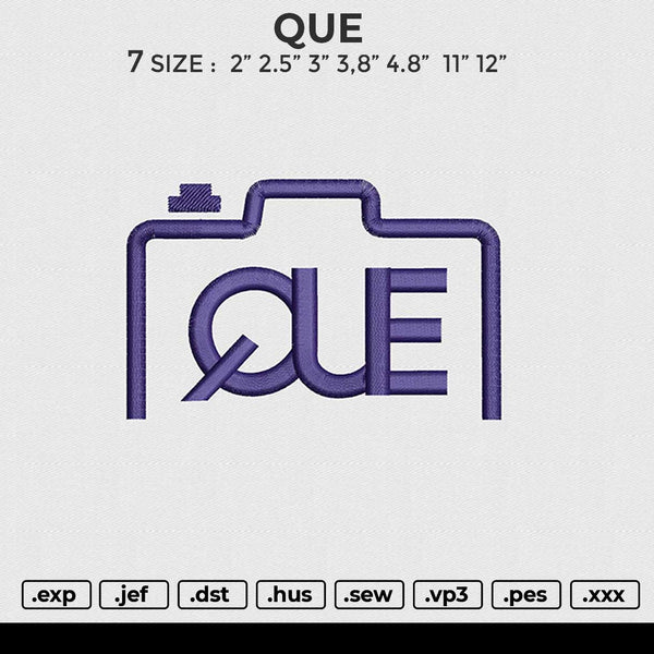 QUE Embroidery File 6 size