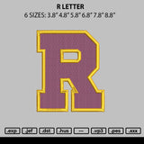 R Letter Embroidery File 6 sizes