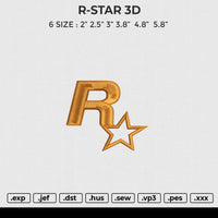 R-STAR 3D Embroidery File 6 size