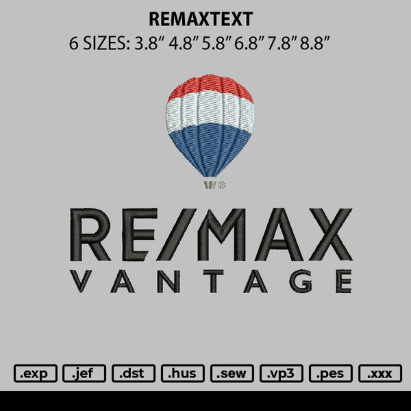 Remaxtext Embroidery File 6 sizes