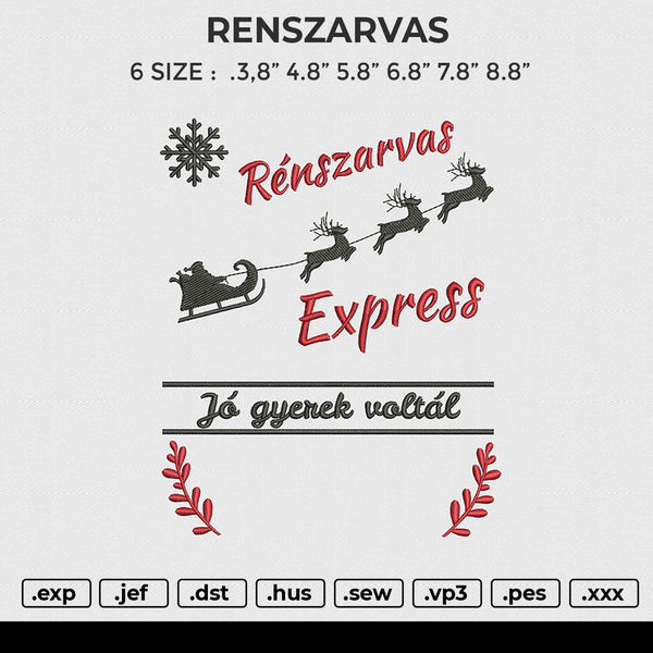 RENSZARVAS Embroidery File 6 size