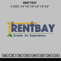 Rent Text Embroidery File 6 sizes