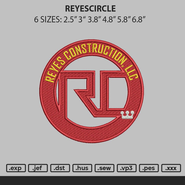 Reyescircle Embroidery File 6 sizes