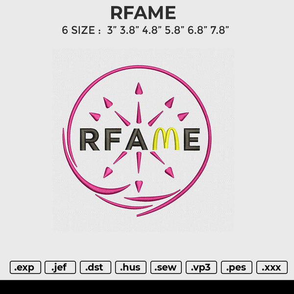 RFAME Embroidery File 6 size