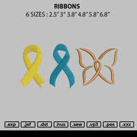 Ribbons Embroidery File 6 sizes