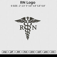 RN logo Embroidery File 6 size