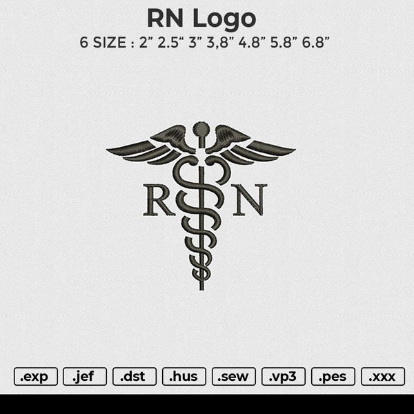 RN logo Embroidery File 6 size
