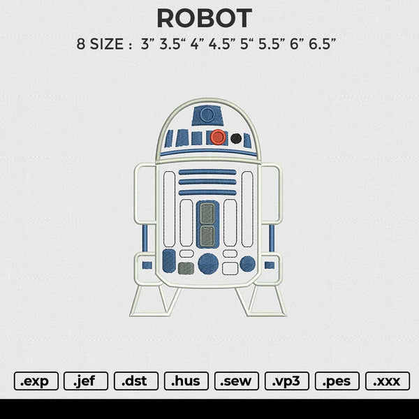 ROBOT Embroidery File 6 size