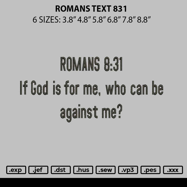 Romanstext 831 Embroidery File 6 sizes