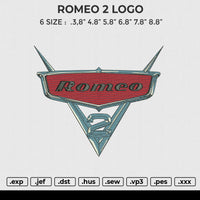 ROMEO 2 LOGO Embroidery File 6 size